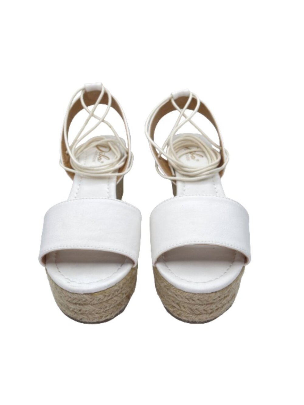 White Ankle Strap Platform Sandals Size: 9